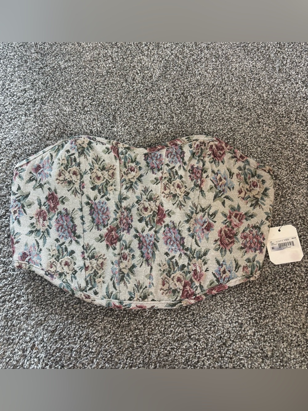Altar'd State Floral Strapless Bustier in Cream, Pink and Green